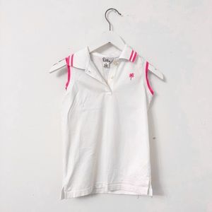 Lilly Pulitzer Sleeveless Island Polo White & Pink